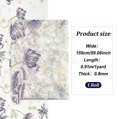 Embroidered Flowers Polyester Tulle Lace Fabric(DIY-WH0449-31A)-2