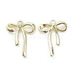 Alloy Pendants, Bowknot with Rhinestone, Golden, 26x20x4mm, Hole: 1.6mm(X-PALLOY-E580-06LG)