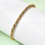 304 Stainless Steel Rope Chains Bracelets for Women, Ion Plating(IP), Long-Lasting Plated, Real 18K Gold Plated, 6.50 inch(16.5cm), width 3mm(BJEW-A158-02C-G)