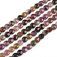 Natural Tourmaline Beads Strands, Flat Round, Faceted, 4x3mm, Hole: 0.8mm; about 88pcs/strand, 14.57 inches(37cm)(G-E560-C06-4mm)