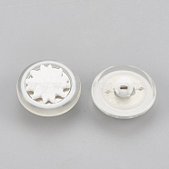 Plastic Shank Buttons, 1-Hole, Flat Round, White, 16.5x9mm, Hole: 2mm(X-BUTT-S021-09)