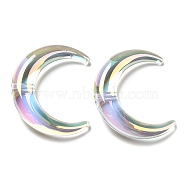 Transparent UV Plating Acrylic Beads, Iridescent, Moon, Clear, 46x39x10mm, Hole: 3mm(X-OACR-H022-03)