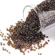 TOHO Round Seed Beads, Japanese Seed Beads, (177) Transparent AB Smoky Topaz, 15/0, 1.5mm, Hole: 0.7mm, about 3000pcs/10g(X-SEED-TR15-0177)
