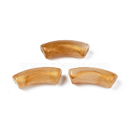 Opaque Acrylic Beads, Two Tone Color, with Glitter Powder, Curved Tube, Peru, 35x13x11mm, Hole: 3.5mm(X-MACR-N009-019B)