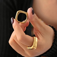 304 Stainless Steel Finger Rings for Women, Square, Real 18K Gold Plated, 10mm, Inner Diameter: 18x18mm(RJEW-Z086-02G)