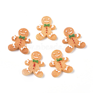 Christmas Theme Resin Decoden Cabochons, for Jewelry Making, the Gingerbread Man, Imitation Food, Orange, 27x21x5mm(RESI-CJC0001-37I)