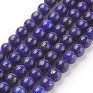 Natural Lapis Lazuli Beads Strands, Dyed, Round, Blue, 4mm, Hole: 0.5~0.8mm, about 44pcs/strand, 7.6 inch(X-G-G087-4mm)