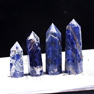 Point Tower Natural Sodalite Home Display Decoration, Healing Stone Wands, for Reiki Chakra Meditation Therapy Decors, Hexagon Prism, 60~70mm(PW-WG54681-02)