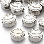 Plating ABS Plastic European Beads, Large Hole Beads, Lip, Platinum, 9.5x12.5x7.5mm, Hole: 4.5mm(KY-T019-23)