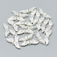 925 Sterling Silver Beads, Wing, Silver, 4x14x2.5mm, Hole: 1mm(STER-T002-284S)