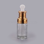 50ml Essential Oil Teardrop Bottles, with Golden Lid & Plastic Stopper, Clear, 124mm, Capacity: about 50ml(1.69 fl. oz)(MRMJ-WH0056-13)