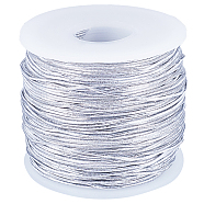 1 Roll Round Polyester Elastic Cord, for Jewelry, Gift Packaging, Silver, 1mm, about 131.23 Yards(120m)/Roll(EW-GF0001-03A)
