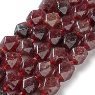 Natural Strawberry Quartz Beads Strands, with Seed Beads, Faceted, Rhombus, 17~21x13~16x12~15mm, Hole: 1.2~1.4mm, about 18~19pcs/strand, 15.35~15.79 inch(39~40.1cm)(G-C182-14-02)
