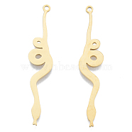 201 Stainless Steel Pendants, Snake Charm, Real 18K Gold Plated, 45x9x1mm, Hole: 1.6mm(STAS-N090-LA941-2)