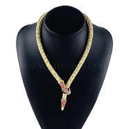 Alloy Popcorn Chain Necklaces, Colorful Rhinestone Magnetic Snake Necklace, Light Gold, 22.05 inch(56cm)(NJEW-Z020-01C-LG)
