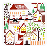 PET Hollow Out Drawing Painting Stencils, for DIY Scrapbook, Photo Album, House Pattern, 30x30cm(DIY-WH0391-0020)