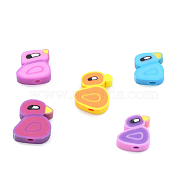Handmade Polymer Clay Beads, Duck, Mixed Color, 9.5x11x4mm, Hole: 1.8mm(X-CLAY-C001-02)