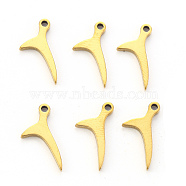 304 Stainless Steel Charms, Laser Cut, Dolphin Fishtail, Golden, 13x8x1mm, Hole: 1.4mm(STAS-N092-29G)