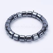 Non-Magnetic Synthetic Hematite Stretch Bracelets, Faceted Round Bracelets, 2-1/4 inch(56mm)(BJEW-K157-01)