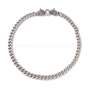 304 Stainless Steel Curb Chains Necklace with Wolf Clasp for Women, Stainless Steel Color, 24.02 inch(61cm)(NJEW-E155-10P)