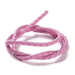 Braided Leather Cord, Pink, 3mm, 50yards/bundle(VL3mm-20)
