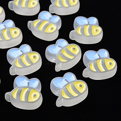 Transparent Acrylic Beads, with Enamel, Frosted, Bee, WhiteSmoke, 23.5x26x9mm, Hole: 3mm(X-MACR-S374-06B-07)