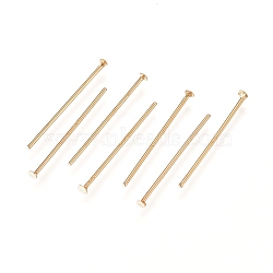 304 Stainless Steel Flat Head Pins, Real 18K Gold Plated, 18.5x0.6mm, 22 Gauge, Head: 1.4mm(STAS-L238-006G-G)