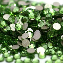 Glass Flat Back Rhinestone, Grade A, Back Plated, Faceted, Half Round, Peridot, 7.1~7.3mm, about 288pcs/bag(X-RGLA-C002-SS34-214)