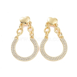 Clear Cubic Zirconia Teardrop Dangle Stud Earrings, Brass Jewelry for Women, Golden, 35mm, Pin: 0.8mm(EJEW-P224-03G)