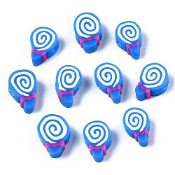 Handmade Polymer Clay Beads, Candy, Dodger Blue, 11~13x6.5~9x4mm, Hole: 1.6mm(CLAY-N011-017A)