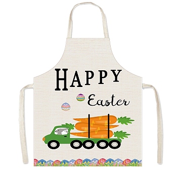 Easter Theme Polyester Sleeveless Apron, with Double Shoulder Belt, Orange, 560x450mm