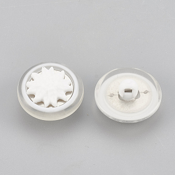 Plastic Shank Buttons, 1-Hole, Flat Round, White, 16.5x9mm, Hole: 2mm