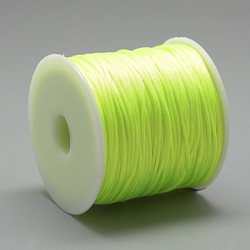 Nylon Thread, Rattail Satin Cord, Green Yellow, about 1mm, about 76.55 yards(70m)/roll
