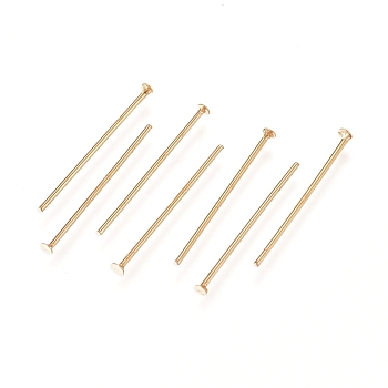 304 Stainless Steel Flat Head Pins, Golden, 18.5x0.6mm, 22 Gauge, Head: 1.4mm