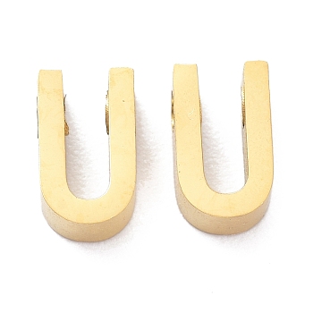 Ion Plating(IP) 304 Stainless Steel Charms, Alphabet, Golden, Letter.U, 8x4.5x3mm, Hole: 1.8mm