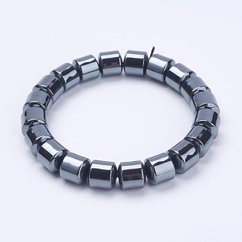 Non-Magnetic Synthetic Hematite Stretch Bracelets, Faceted Round Bracelets, 2-1/4 inch(56mm)