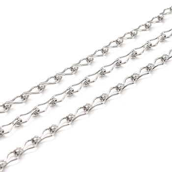 304 Stainless Steel Ladder Chain, Unwelded, with Spool, Stainless Steel Color, 10.5x4.5x2mm