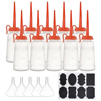 Plastic Glue Bottles, Plastic Funnel Hopper and Chalkboard Sticker Labels, White, 19.5cm, Capacity: 150ml