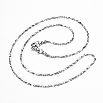 304 Stainless Steel Box Chain Necklace for Men Women, Stainless Steel Color, 19.69 inch(50cm)