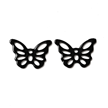 Spray Painted 201 Stainless Steel Pendants, Butterfly Charms, Black, 15x10.5x0.5mm, Hole: 1.2mm