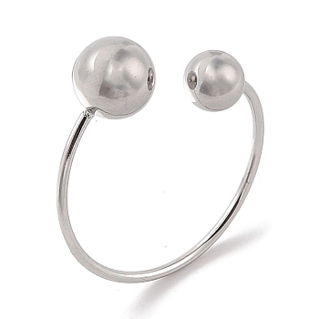 304 Stainless Steel Round Cuff Rings for Women, Stainless Steel Color, Inner Diameter: 21mm