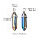 3Pcs 3 Colors Faceted Bullet Glass Pointed Pendants(KK-FS0001-09)-5