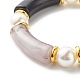 Chunky Acrylic Curved Tube Beads Stretch Bracelet for Teen Girl Women(BJEW-JB06993-02)-4