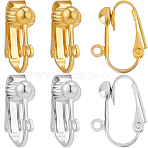 36Pcs 2 Colors Brass Clip-on Earring Findings, with Loops, Mixed Color, 16.5x7.5x13mm, Hole: 1.5mm, 18pcs/color(KK-BBC0016-11)