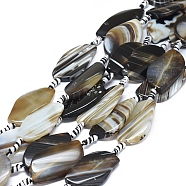 Natural Banded Agate/Striped Agate Beads Strands, Dyed & Heated, Twist, Dark Khaki, 35~37x24~26x6~8mm, Hole: 2.5mm, about 9pcs/Strand, 15.94 inch(40.5cm)(G-L544-006E)
