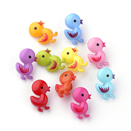 Acrylic Shank Buttons, Printed Duck, Mixed Color, 21x13.5x7.5mm, Hole: 3mm(X-BUTT-S020-47)