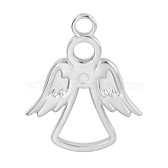 201 Stainless Steel Pendants, Angel Charms, Stainless Steel Color, 23x19x2mm, Hole: 3mm(FIND-PW0004-32P)