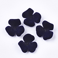 Flocky Acrylic Bead Caps, 3-Petal, Flower, Prussian Blue, 22x23x8mm, Hole: 1mm(X-OACR-T005-01-03)