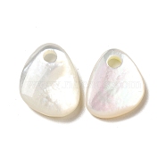 Natural White Shell Teardrop Charms, Seashell Color, 15x12x3.5mm, Hole: 2.6mm(SSHEL-M022-02)