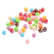 Eco-Friendly Poly Styrene Acrylic Beads, AB Color Plated, Round, Mixed Color, 6mm, Hole: 1mm, about 4950pcs/500g(PL424)